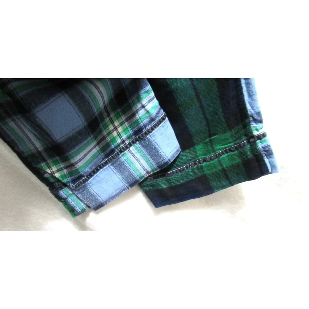Aerie Size XXS/XS Blue‎ & Green Plaid Long Soft Cotton Pajama Lounge Set